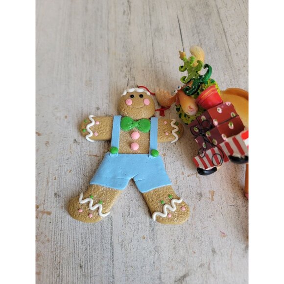 Reindeer gift gingerbread glitter ornament Xmas set unique - Picture 1 of 6